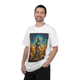 Robot Biker in Sunflowers T-Shirt — Whimsical Vintage-Style Art Tee
